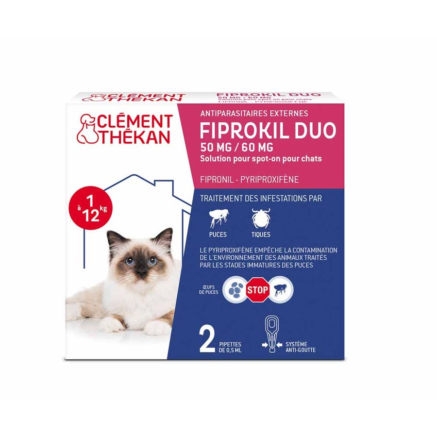 Clement-Thekan Fiprokil Cat Flea & Tick Duo Cats 1-12 kg 2 pipettes