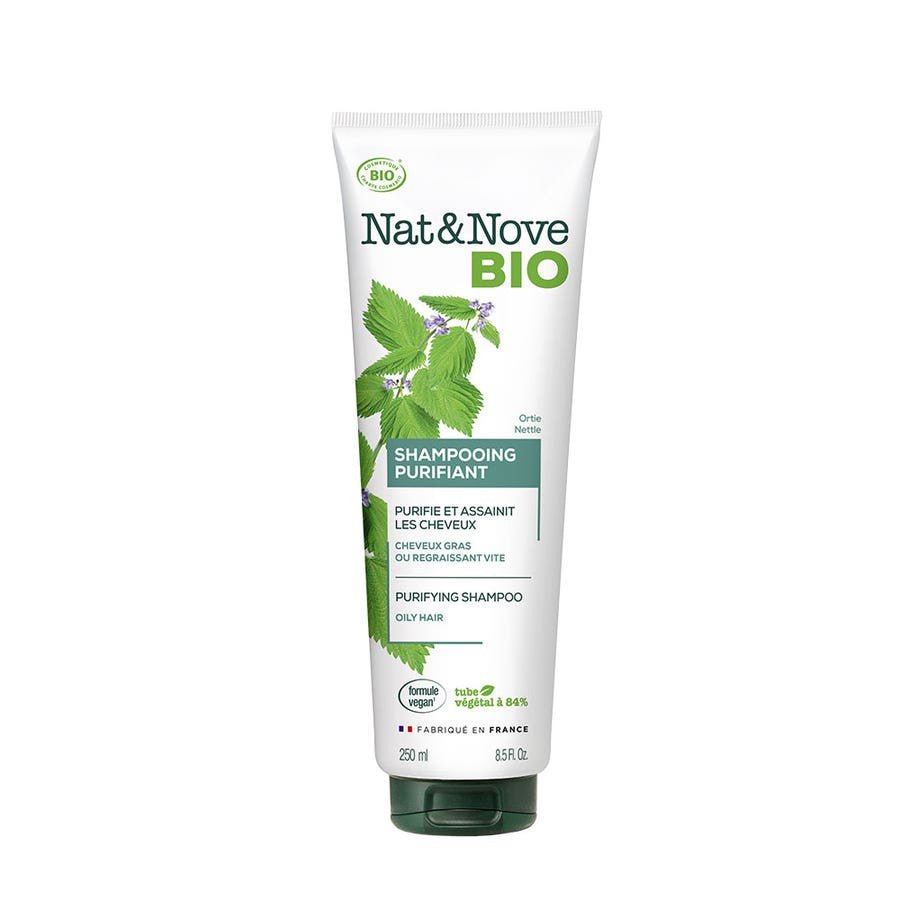 NAT&NOVE BIO Purifying Organic Shampoo for Oily or Rapidly Regrowing Hair 250ml (8.45 fl oz) - FrenchBeautyHub