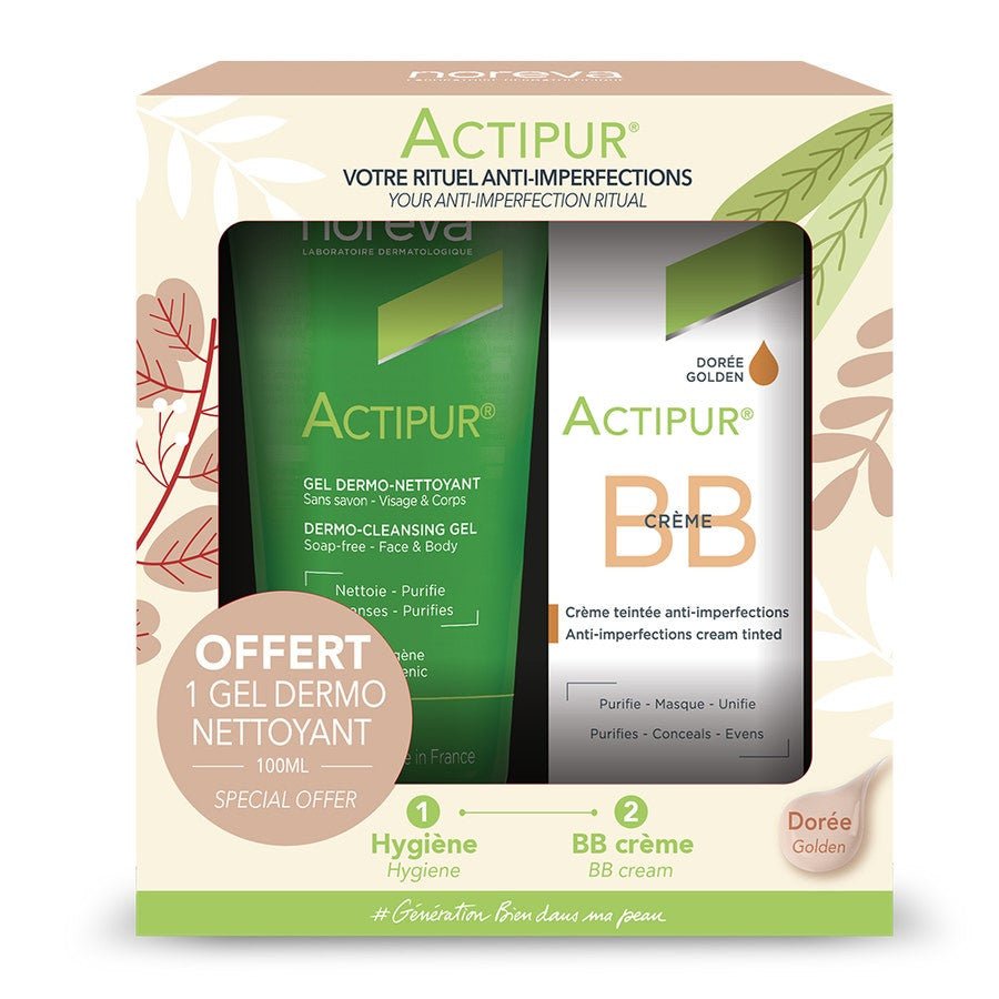 Noreva Actipur 30ml golden BB cream & 100ml (3.38fl oz) foaming gel Giftboxes 130ml - FrenchBeautyHub