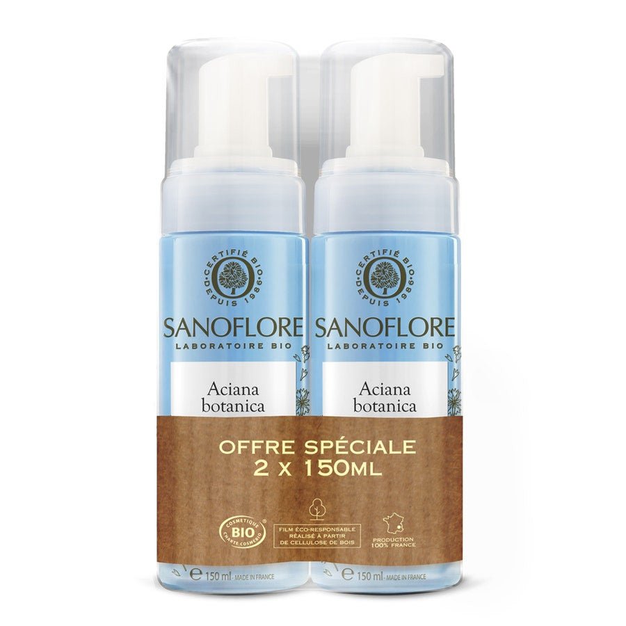 Sanoflore Aciana Botanica Gentle Cleansing Foam All Skin Types 150ml x2 (5.07fl oz x2) - FrenchBeautyHub