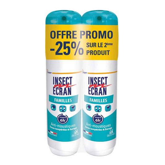 Insect Ecran Skin Mosquito Repellents Families Up to 6h 2x100ml (3.38fl oz)