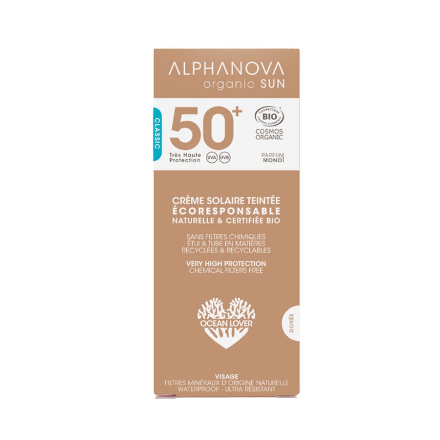 Alphanova Organic Sun Tinted sun cream very high protection SPF50+ organic fragrance-free 40g (1.41 oz)