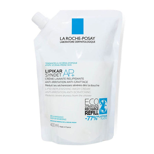 La Roche-Posay Lipikar Syndet AP+ Cleansing Cream for atomic enzema prone skin Eco Refill 400ml (13.52fl oz)