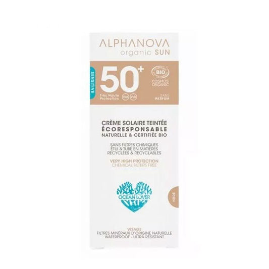 Alphanova Organic Sun Organic Light Tinted SPF50 Cream Sensitive and reactive skins 50g (1.76 oz) - FrenchBeautyHub