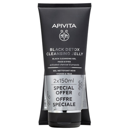Apivita Face and Eyes Black Cleansing Gel 150ml x2 (5.07fl oz x2) - FrenchBeautyHub