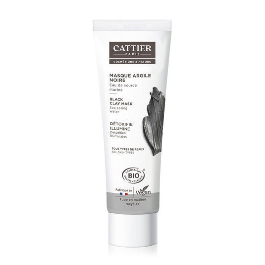 Cattier Black Clay Mask 100ml (3.38 fl oz) - Detoxifies and Illuminates, Organic Cosmetics - FrenchBeautyHub
