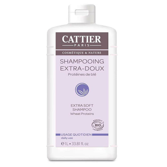 Cattier Daily Use Extra Soft Shampoo Wheat Proteins 1L (33.81fl oz) - FrenchBeautyHub