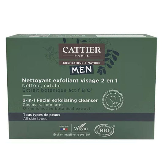 Cattier Man 2 in 1 Exfoliating Cleanser - Solide Bioes 85g (3 oz) - FrenchBeautyHub