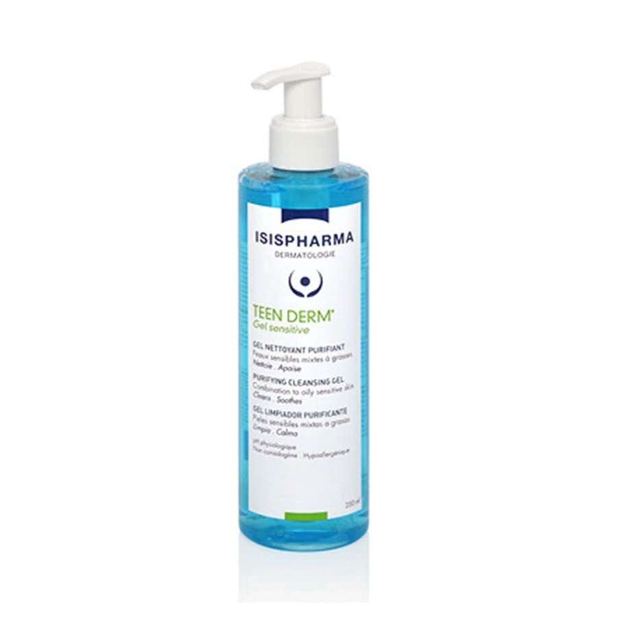 Isispharma Teen Derm Purifying Cleansing Gel Sensitive Skin Combination Oily Skin 250ml (8.45fl oz) - FrenchBeautyHub