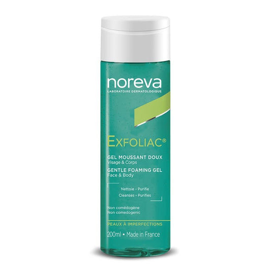 Noreva Exfoliac Gentle Foaming Gel Face & Body 200ml (6.76fl oz) - FrenchBeautyHub
