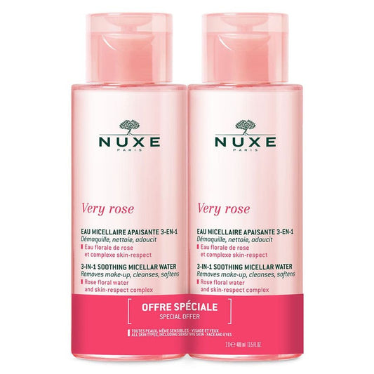 Nuxe Very rose Soothing Micellar Water DUO 400ml x2 (13.52fl oz x2) - FrenchBeautyHub
