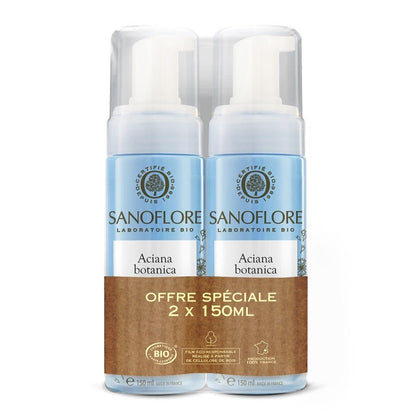 Sanoflore Aciana Botanica Gentle Cleansing Foam All Skin Types 150ml x2 (5.07fl oz x2) - FrenchBeautyHub