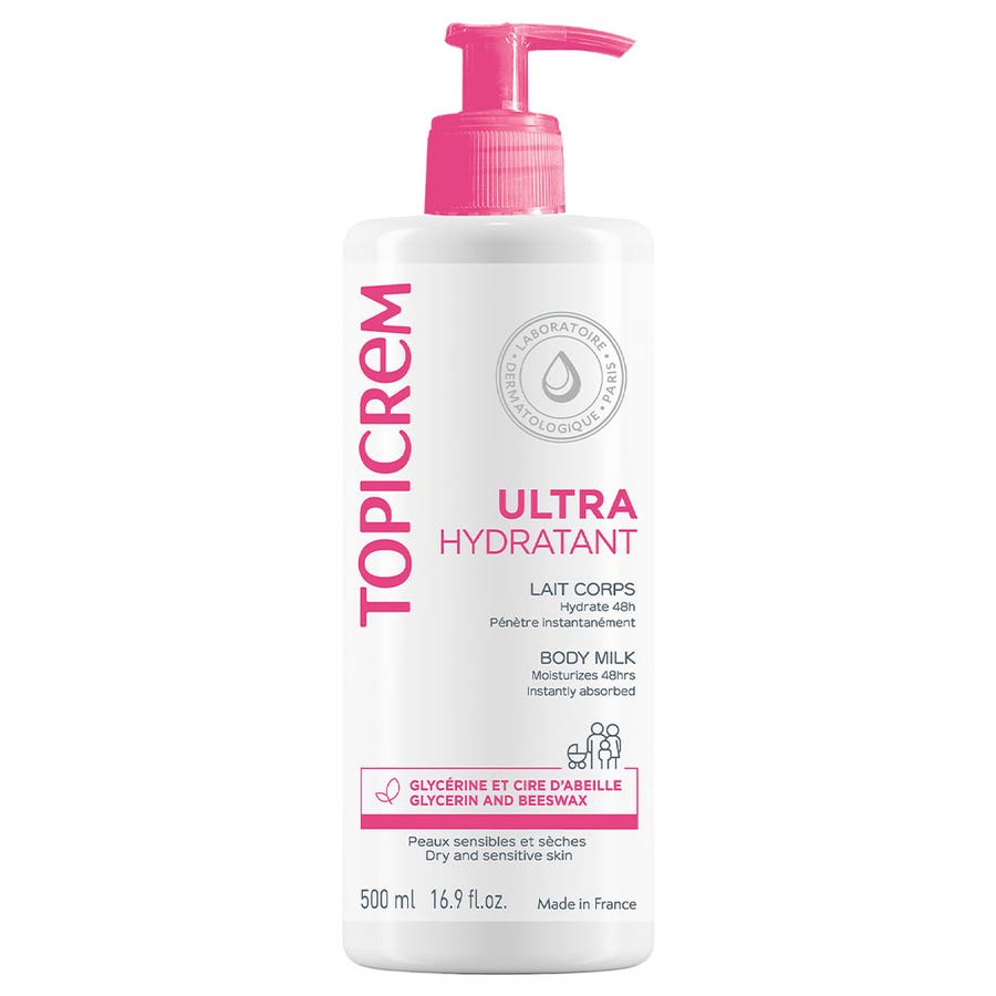 Topicrem Ultra - Hydrating Ultra Moisturizing Body Milk Peaux Sensibles Et Seches 1L (33.81fl oz) - FrenchBeautyHub