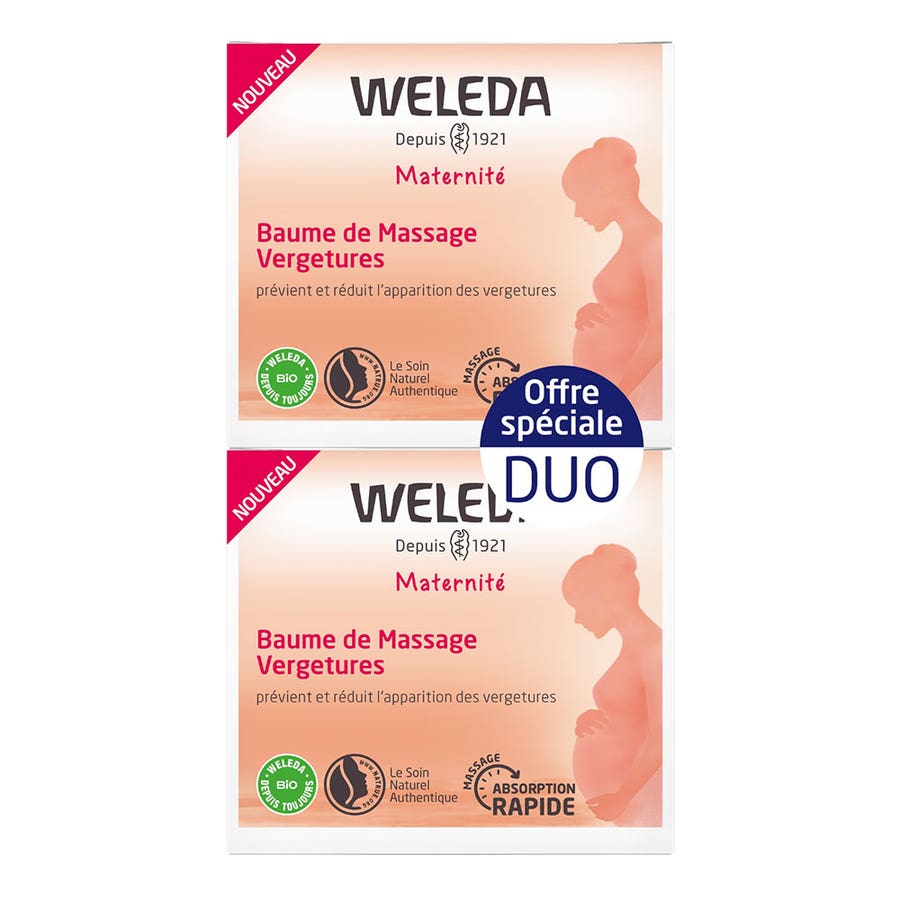 Weleda Maternity Stretch Mark Massage Balm Rapid absorption 150ml x2 (5.07fl oz x2) - FrenchBeautyHub